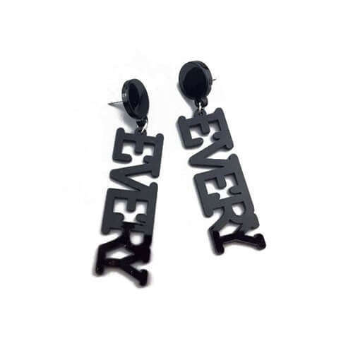Black custom jewelry wholesale manufacturers personalized acrylic name earrings block letters bulk suppliers